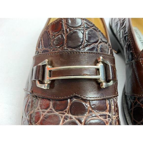 Johnston & Murphy Men’s Brown Crocodile Horsebit Loafers Size 8M - Picture 2 of 11